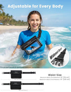 IPX8 Floating Waterproof Fanny Pack Holds Phone (Black&Pink)
