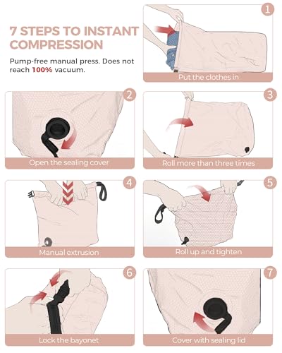 Compression Travel Laundry Bag for Dirty Clothes (Pink / Large)