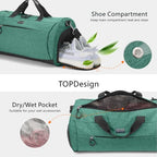 Gym Bag for Women & Men (Textured Green / Large - 23 x 12 x 12″)