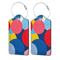 Luggage Tags for Suitcases Cute PU Leather Luggage Tags Travel Name Tags Baggage Tags for Cruise Ships Airport Travel Essentials 2 Pack (Geometric Circle)