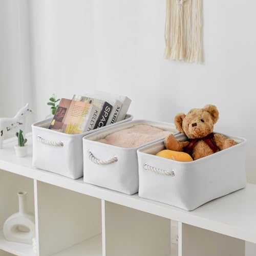 Storage Bins for Shelves (White Color / 3PCS/Medium -13.8Lx9.8Wx6.7H)