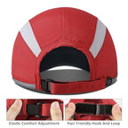 Adjustable Quick Drying Reflective Foldable Running Cap Outdoor Sports Hat 50+ UPF Inhibit UV Mesh Race Performance Water Repellency Baseball Cap (6 7/8-7 1/2 / Red)