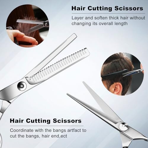 9 PCS Hair Cutting Scissors Thinning Shears Kit (Pink / 9 Piece Set)