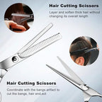 9 PCS Hair Cutting Scissors Thinning Shears Kit (Pink / 9 Piece Set)