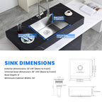 22×18 Inch Undermount Kitchen Sink (L 22"×W 18"×H 9" / Brushed)