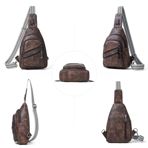7L Crossboydy Sling Bag for Women Vegan Leather Crossbody Purse Fanny Pack Chest Bag for Travel (7L / 7l-coffee)