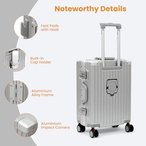 26 Inch Checked Luggage with Spinner Wheels (Silvery / 26inch)
