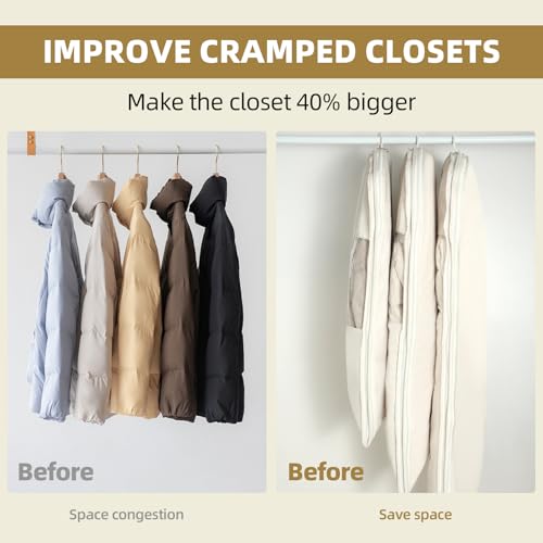 2 Packs Space Saving Garment Bag with Self Compression Zipper (Large-2Pcs)