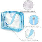 2Pcs Crystal Clear PVC Travel Toiletry Bag Kit for Women Men (Double layer-2pcs Large-Blue / Double layer)