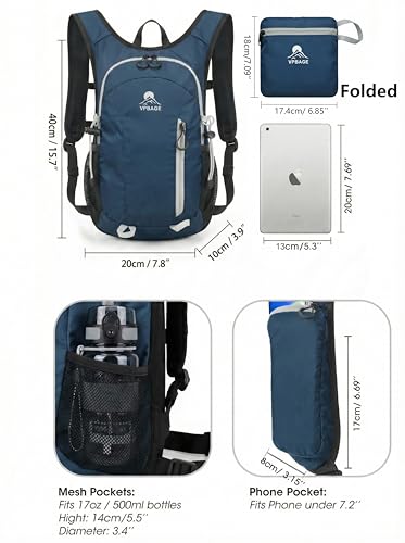 Foldable Small Hiking Backpack with 3 Strap Pockets (Darkgray)