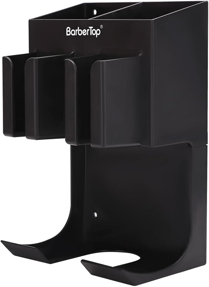 Hair Tool Organizer Wall Mounted, Hair Dryer and Styling Holder with Towel Bar, Bathroom Blow Dryer Holder, Farmhouse Vanity Caddy Storage Stand for Accessories Makeup(Black)
