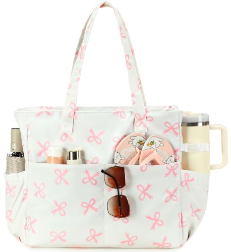 Waterproof Beach Tote Pool Bags for Women Ladies Extra Large Carry On Bag With Wet Compartment for Weekender Travel (Coquette Pink)