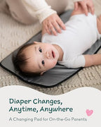 Diaper Changing Pad Portable with Magnetic Latches (Black Twill / Regular)