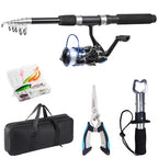 Fishing Rod 6.9ft Telescopic Fishing Rod and Reel Combo with Fishing Pliers and Lip Gripper Fishing Equipment (Blue-6.9ft Spinning Combo)