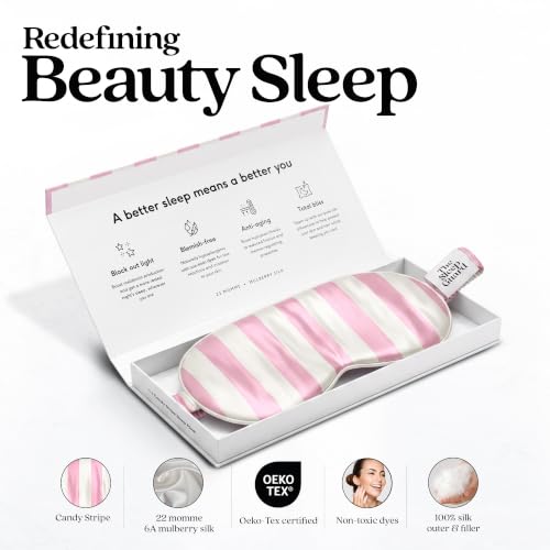 Pure Silk Sleep Mask [100% 6A Mulberry Silk (Candy Stripe)
