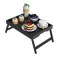 Bamboo Bed Tray Table with Folding Legs (Black / Large)