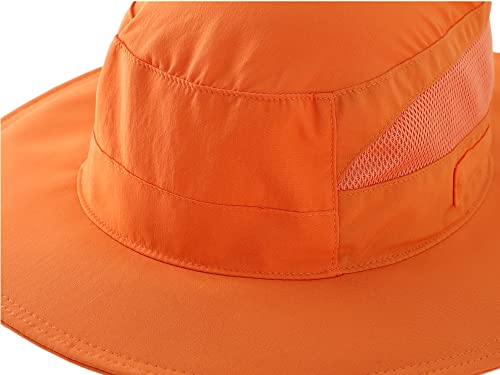 Women's UPF 50+ Safari Sun Hat Breathable UV Protection Fishing Hat (Large / Orange)