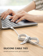 10 Pack Silicone Cable Ties Cord Organizer (10pack / White)