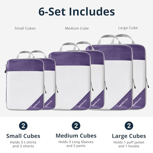 Compression Packing Cubes 6 Set (Purple / 6 pcs)