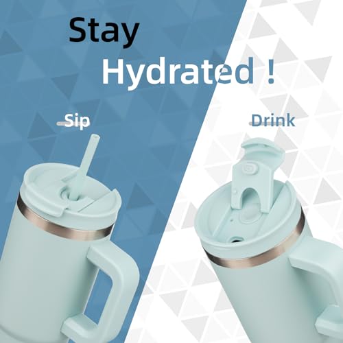 30 oz Insulated Tumbler Water Bottle with Handle (30 Ounces / Blue Haze)