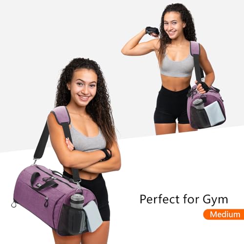 Gym Bag for Women & Men (Textured Purple / Large - 23 x 12 x 12″)