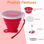 4 Pack Collapsible Silicone Cups with Lids (4 Pcs (Red, Green, Orange, Gray))