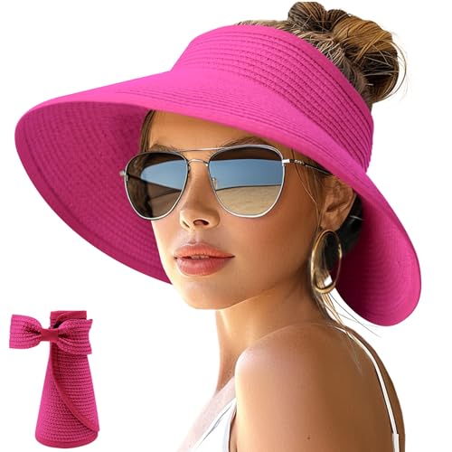 Sun Hat for Women Roll (One Size / Plain Rosered)