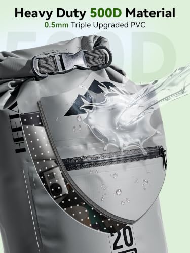 Waterproof Dry Bag Backpack with Zippered Pocket (Grey / 40L)