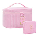 Personalized Initial Makeup Bag for Women Teen Girls (Pink 01)