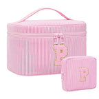 Personalized Initial Makeup Bag for Women Teen Girls (Pink 01)