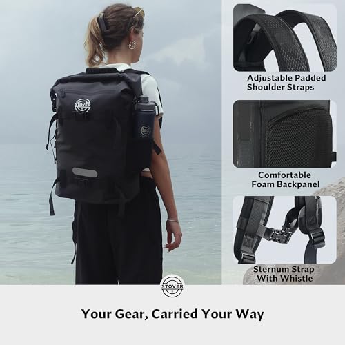 30/40/55L Waterproof Dry Backpack & Phone Case- X-Large Floating Dry Bag for Kayaking, Travel, Hiking, Fishing, Camping, Motorcycles & Beach, Heavy-Duty Roll Top Men/Women (Black) (Black / 40L)