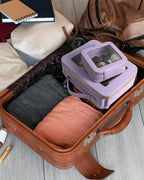 2Pcs Travel Clear Makeup Bag (Mini + XL Luxe Purple)