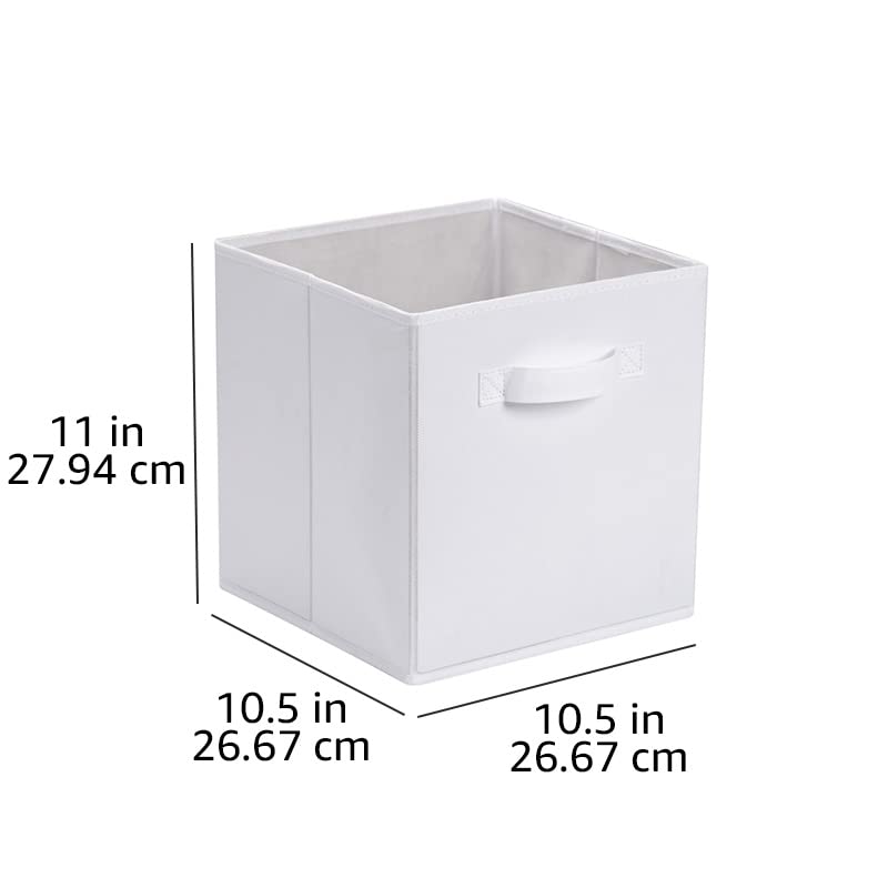 Collapsible Fabric Storage Cubes Organizer with Handles (White / 10.5"x10.5"x11")