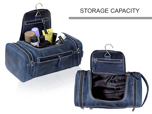 Leather Toiletry Bag for Men (BLUE / Men's Toiletry Bag)