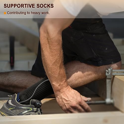 Men 6 Pack Athletic Compression Crew Socks for Running Gym Sports (11-13 / Black 3712)