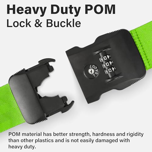Luggage Straps (Green 2Pack / Combination Lock Strap)