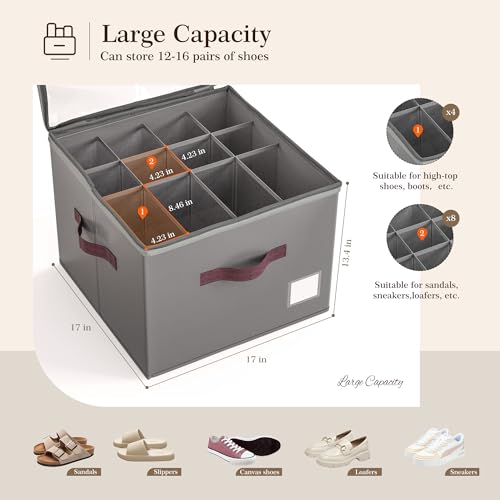 Shoe Organizer for Closet (Gray / 4 Pack)