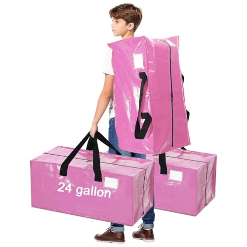 4 Pcs 24 Gallon Extra Large Moving Bags Heavy Duty Storage Bag (24 Gallon / Pink)