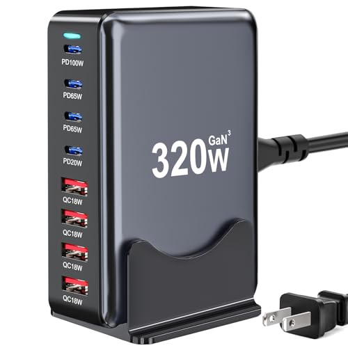 320W USB C Charger Block (Black-320W)