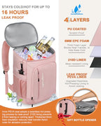 Cooler Backpack Insulated Leak Proof for Women Men Soft Cooler Bag (36 Cans / Pink)