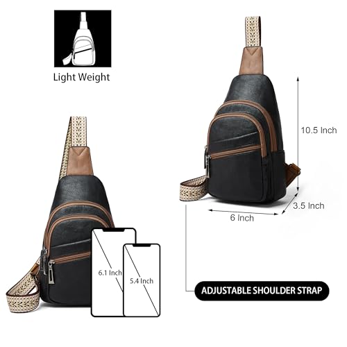 Sling Bag Crossbody Bags (Black With Brown)