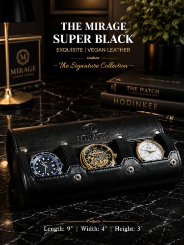 Watch Travel Case for Men Watch Roll for Travel Organizer and Display Watch Case (3-Slots / Black Black)
