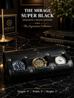 Watch Travel Case for Men Watch Roll for Travel Organizer and Display Watch Case (3-Slots / Black Black)