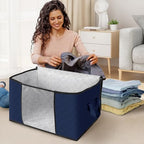 6 Pack Storage Bags for Clothes Blanket Storage Bins with Lids (6 Pack-60l / Blue)