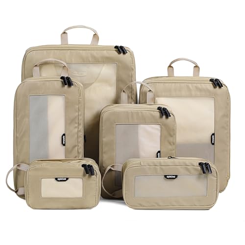 TripCozy Compression Packing Cubes (Khaki / Set of 6)
