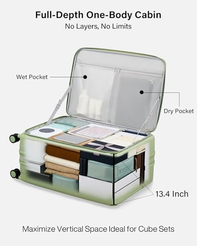 Expandable Large Checked Luggage (Bamboo Green / 28 Inch EXT)
