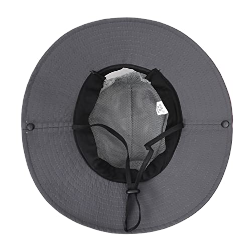 Womens Summer Sun Hat Beach Hat Wide Brim Outdoor UV Protection Hat Foldable Cool Mesh Ponytail Bucket Hat (6-7 / Grey)