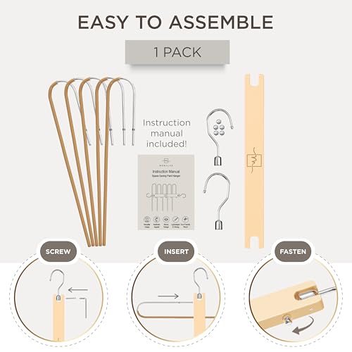 Pants Hangers Space Saving (Natural / 1 Pack)