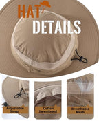 UPF50+ Mens Sun Hat Wide Brim Sun Protection Hat for Men Women Summer Hat Light Weight Breathable Beach Bucket Hat for Garden Fishing Hiking Camping Dark Khaki (One Size / Dark Khaki)
