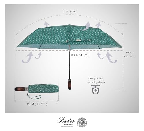 Folding Umbrella Real Wood Handle Walnuts Alpine Green (Walnuts Alpine Green)